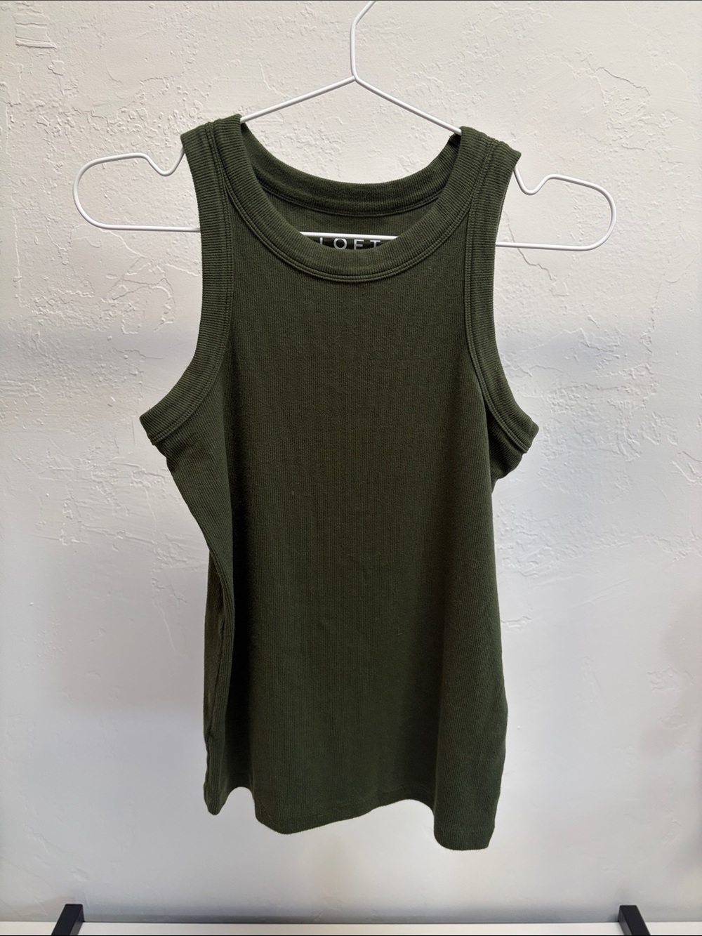 LOFT Dark Olive Ribbed Tank